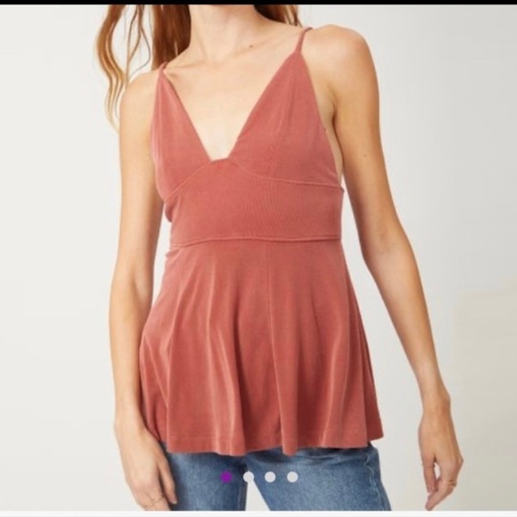 Free People Tops - Free People Terra Cotta Halter Triangle Tie Back Top Size Small